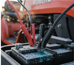 Tractor battery terminals with corrosion